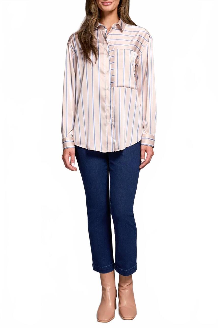 NEW TRIBAL long sleeve button up blouse in beige